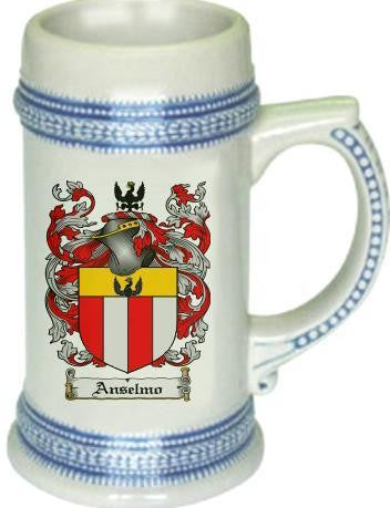 Anselmo family crest stein coat of arms tankard mug