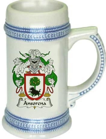 Ansorena family crest stein coat of arms tankard mug