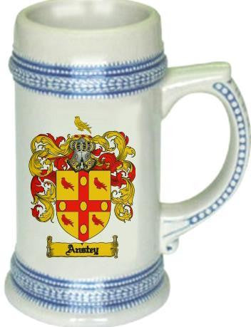 Anstey family crest stein coat of arms tankard mug