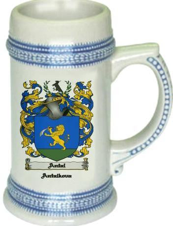 Antal family crest stein coat of arms tankard mug