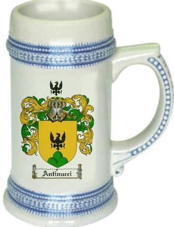 Antinucci family crest stein coat of arms tankard mug
