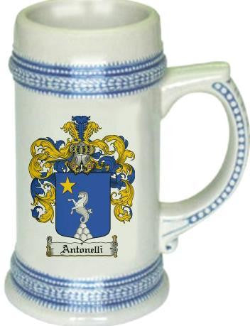 Antonelli family crest stein coat of arms tankard mug