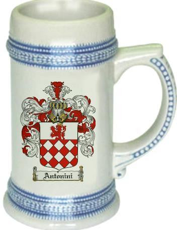 Antonini family crest stein coat of arms tankard mug