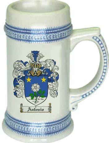 Antonio family crest stein coat of arms tankard mug