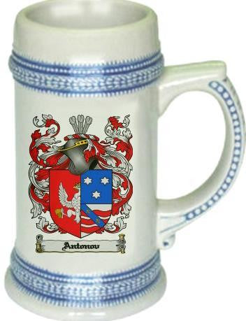 Antonov family crest stein coat of arms tankard mug