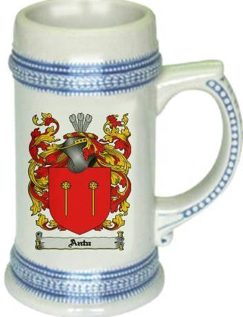 Antu family crest stein coat of arms tankard mug