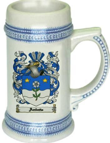 Antuna family crest stein coat of arms tankard mug