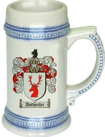 Antweiler family crest stein coat of arms tankard mug