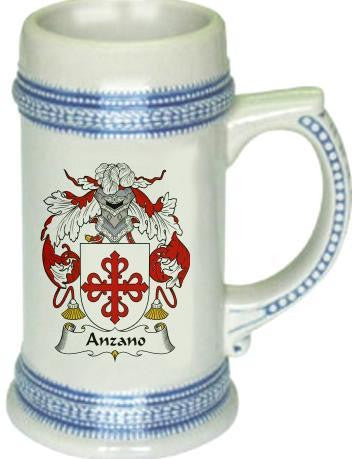 Anzano family crest stein coat of arms tankard mug