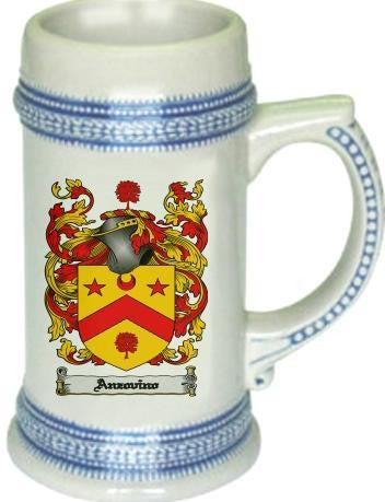 Anzovino family crest stein coat of arms tankard mug