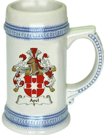 Apel family crest stein coat of arms tankard mug