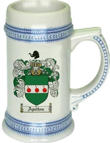 Apelton family crest stein coat of arms tankard mug