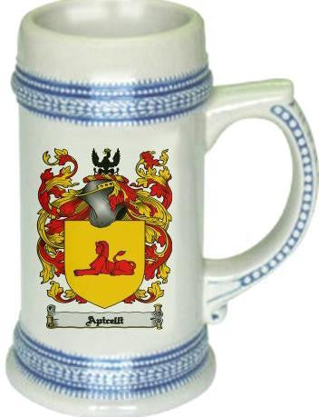 Apicelli family crest stein coat of arms tankard mug