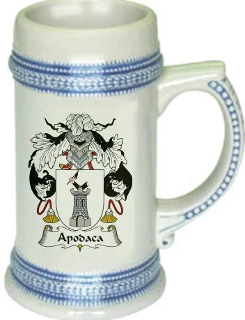 Apodaca family crest stein coat of arms tankard mug