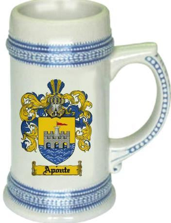 Aponte family crest stein coat of arms tankard mug
