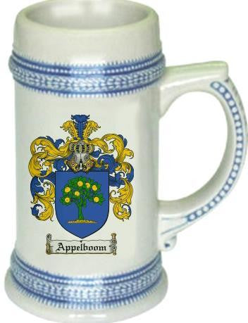 Appelboom family crest stein coat of arms tankard mug