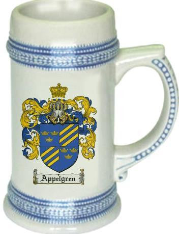 Appelgren family crest stein coat of arms tankard mug