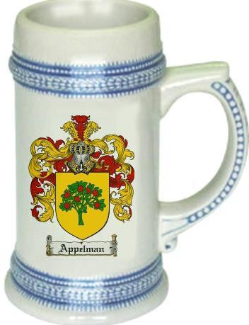 Appelman family crest stein coat of arms tankard mug