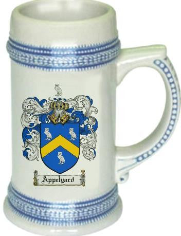 Appelyard family crest stein coat of arms tankard mug