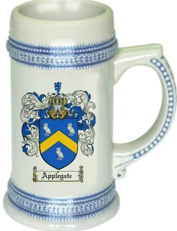 Applegate family crest stein coat of arms tankard mug