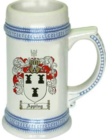 Appling family crest stein coat of arms tankard mug