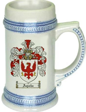 Aquila family crest stein coat of arms tankard mug