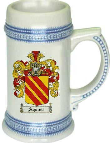 Aquino family crest stein coat of arms tankard mug