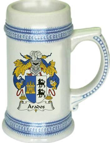 Arados family crest stein coat of arms tankard mug