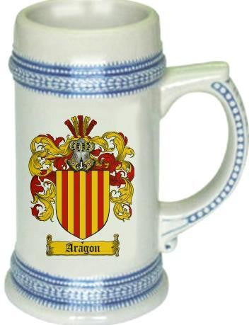 Aragon family crest stein coat of arms tankard mug