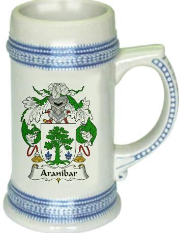 Aranibar family crest stein coat of arms tankard mug