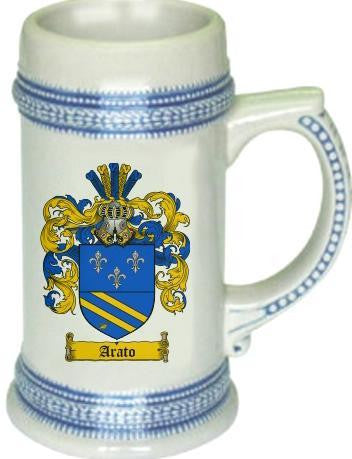 Arato family crest stein coat of arms tankard mug