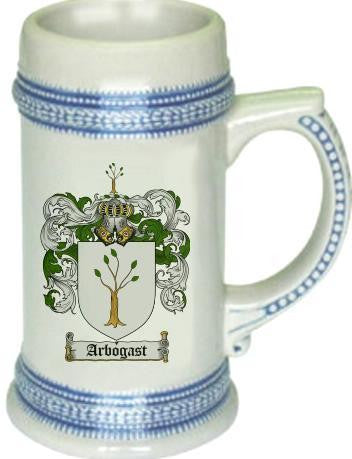Arbogast family crest stein coat of arms tankard mug