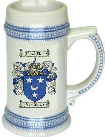 Arbothnet family crest stein coat of arms tankard mug
