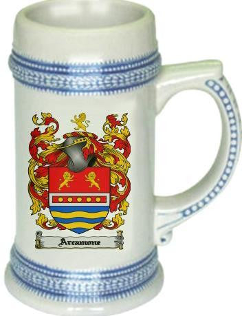 Arcamone family crest stein coat of arms tankard mug
