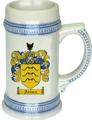 Arcaro family crest stein coat of arms tankard mug