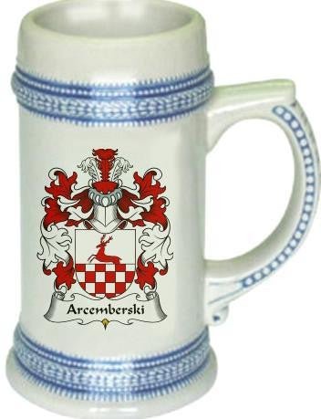 Arcemberski family crest stein coat of arms tankard mug