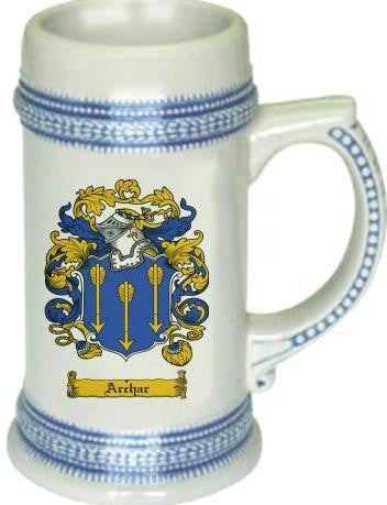 Archar family crest stein coat of arms tankard mug