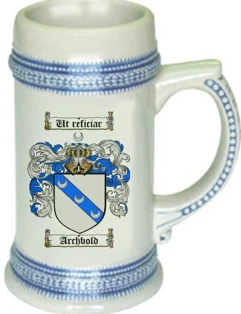 Archbold family crest stein coat of arms tankard mug