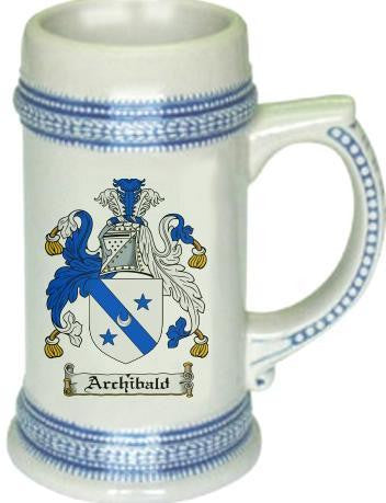 Archibald family crest stein coat of arms tankard mug