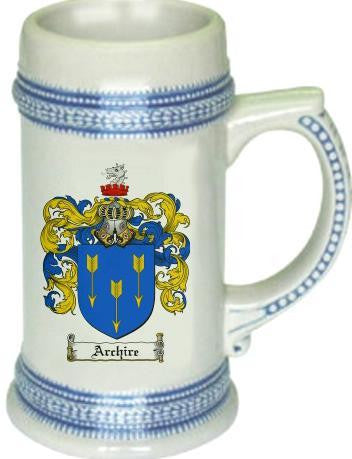 Archire family crest stein coat of arms tankard mug