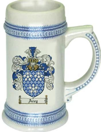 Arcy family crest stein coat of arms tankard mug