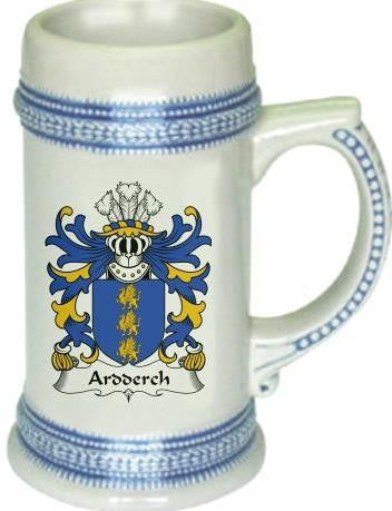 Ardderch family crest stein coat of arms tankard mug