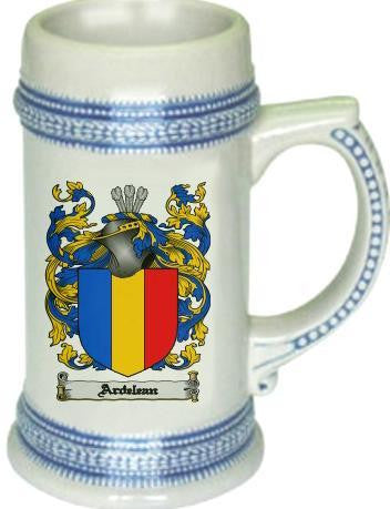 Ardelean family crest stein coat of arms tankard mug