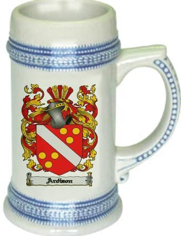 Ardison family crest stein coat of arms tankard mug