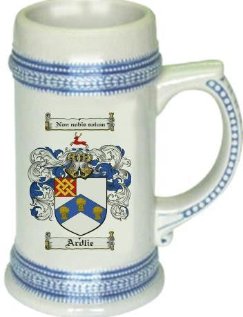 Ardlie family crest stein coat of arms tankard mug