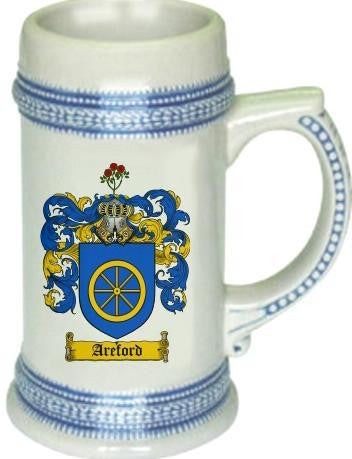 Areford family crest stein coat of arms tankard mug