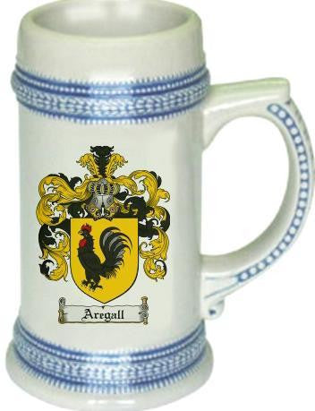 Aregall family crest stein coat of arms tankard mug