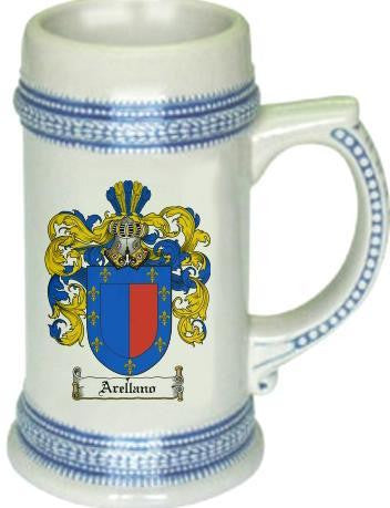 Arellano family crest stein coat of arms tankard mug