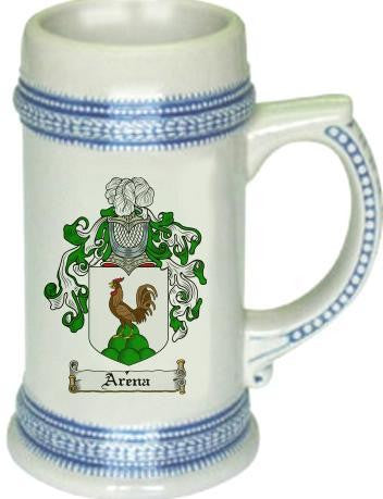 Arena family crest stein coat of arms tankard mug