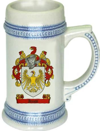 Arendt family crest stein coat of arms tankard mug